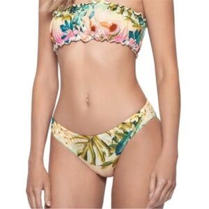 NWT PQ SWIM Basic Ruched TEENY Bikini Swimsuit Bottom Oasis - Size M